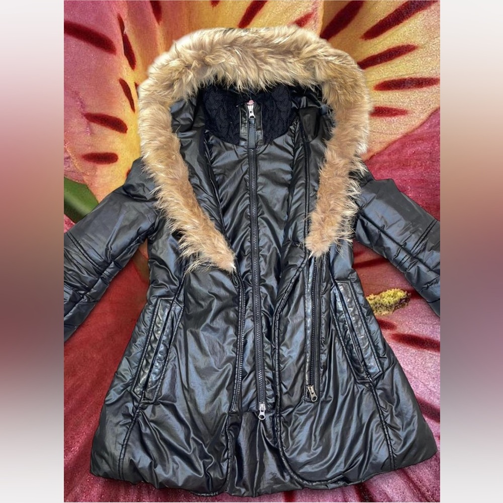 Mackage Black Puffer Coat with Fur Trim